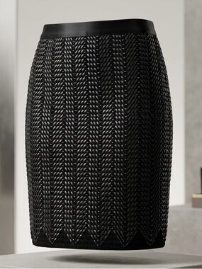 Donna‎ Degnan Black Pencil Faux Leather Skirt Size XL